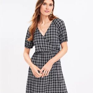 LOFT Black and White Plaid Mini Dress